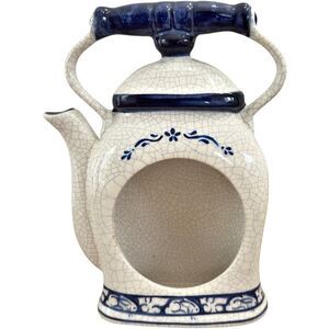 Dedham Pottery Decorative Open Slim Bunny Teapot Shaped Collectible Home Accent.